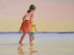 Beach detail, watercolour